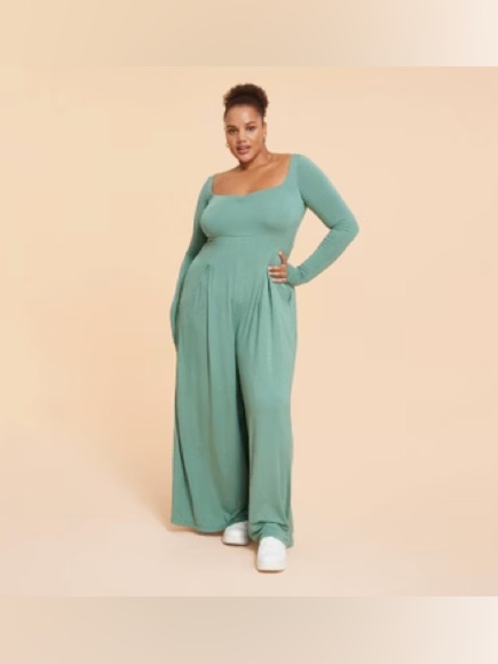 Blogilates Sweetheart Wide-Leg Jumpsuit in Hedge Green